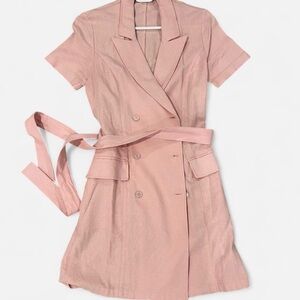 Elegant Pink Double-Breasted Dress